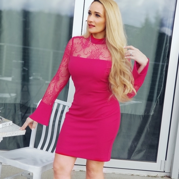 LACE DETAILED BODYCON DRESS - Picture 1 of 5